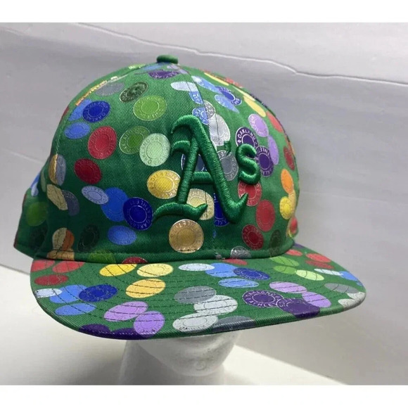 Athletic's A's 59FIFTY Men's Fitted Cap Green with Tokens Size 7 1/2 - Picture 2 of 8